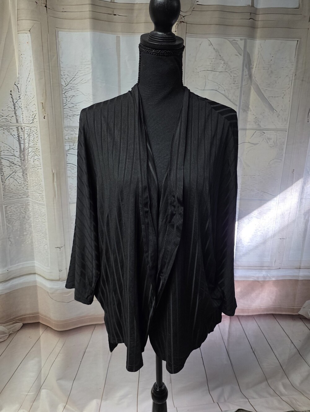 Kohl's Black Women's Pleated Open-Front Cardigan
